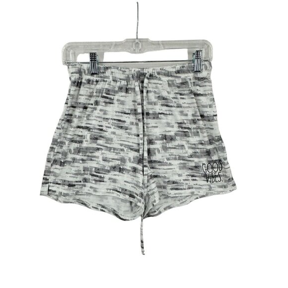 Women's Rae‎ Dunn Sleep Shorts Good Vibes Gray White Drawstring Soft Size Small - Picture 1 of 7